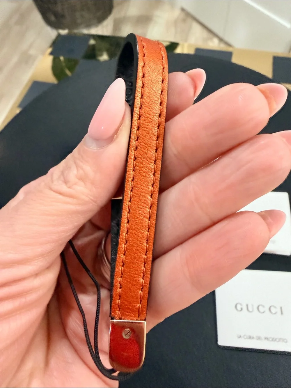 Gucci Lovely Heart Leather Cell Phone Strap Charm w/ Box & Papers